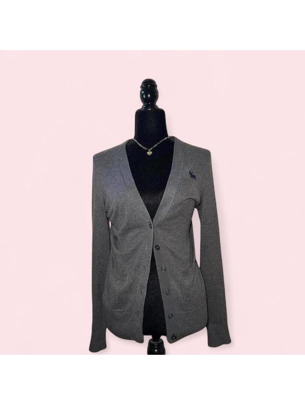 Abercrombie Grey Long Cardigan Cozy Y2K Size M